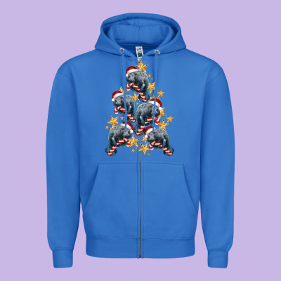 Christmas Tree With Manatee Zipper Hoodie Designed By Lillyallendesigns