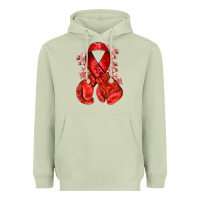 Matcha Red ribbon with boxing gloves Heavyweight Hoodie - NancyCooperArtShop
