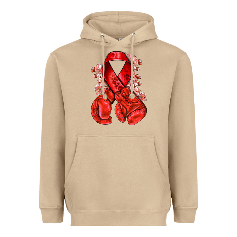 Red Ribbon With Boxing Gloves Heavyweight Hoodie by NancyCooperArtShop | Teevron