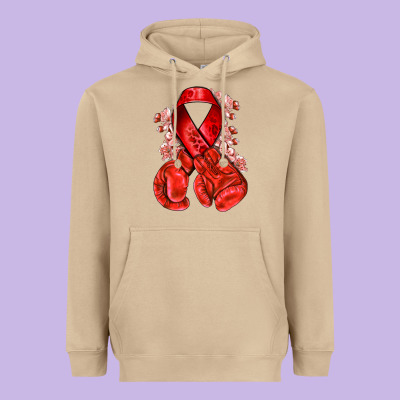 Red Ribbon With Boxing Gloves Heavyweight Hoodie Designed By Nancycooperartshop
