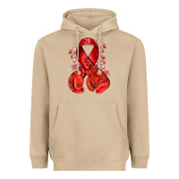 Mushroom Red ribbon with boxing gloves Heavyweight Hoodie - NancyCooperArtShop