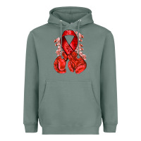 Sage Red ribbon with boxing gloves Heavyweight Hoodie - NancyCooperArtShop