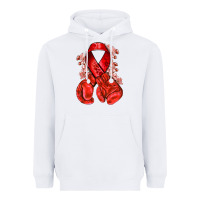 White Red ribbon with boxing gloves Heavyweight Hoodie - NancyCooperArtShop