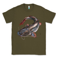 Army Green Catfish Illustrations Classic Tee - LillyAllenDesigns