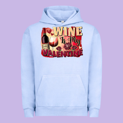 Wine Is My Valentine's Day Urban Hoodie Designed By Fadigitalartstudio