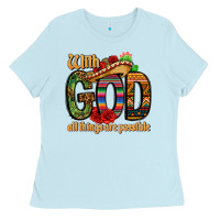 Baby Blue with god all things are possible Ladies Tee - CTS Tumbler Store