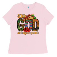 Bubblegum Pink with god all things are possible Ladies Tee - CTS Tumbler Store