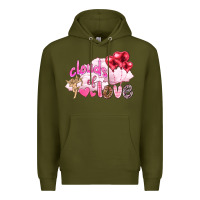Army Green Clouds of love with balloons Valentine's Day Premium Hoodie - HowdyJamesFarm