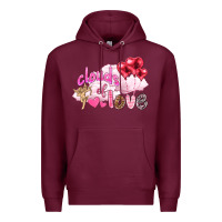 Burgundy Clouds of love with balloons Valentine's Day Premium Hoodie - HowdyJamesFarm