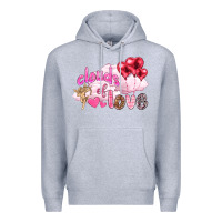 Heather Grey Clouds of love with balloons Valentine's Day Premium Hoodie - HowdyJamesFarm