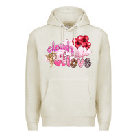 Oatmeal Heather Clouds of love with balloons Valentine's Day Premium Hoodie - HowdyJamesFarm
