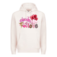 Pale Pink Clouds of love with balloons Valentine's Day Premium Hoodie - HowdyJamesFarm