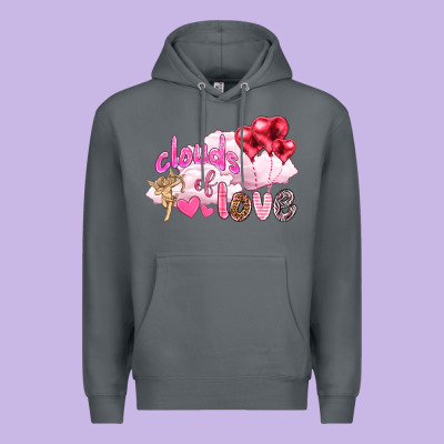 Clouds Of Love With Balloons Valentine's Day Premium Hoodie Designed By Howdyjamesfarm