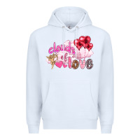White Clouds of love with balloons Valentine's Day Premium Hoodie - HowdyJamesFarm