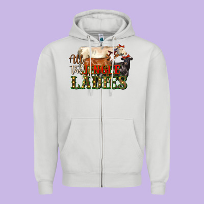 All The Jingle Ladies Christmas Cows Zipper Hoodie Designed By Lillyallendesigns