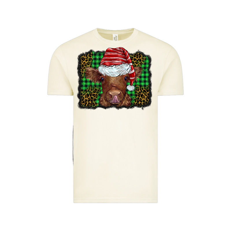 Christmas Leopard Buffalo Plaid Baby Highland Cow Vintage Tee by BarkalooDesign | Teevron