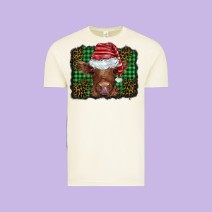 Christmas Leopard Buffalo Plaid Baby Highland Cow Vintage Tee Designed By Barkaloodesign