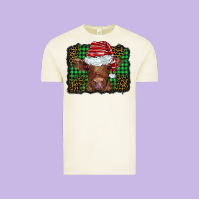 Christmas Leopard Buffalo Plaid Baby Highland Cow Vintage Tee Designed By Barkaloodesign