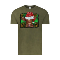 Vintage Olive christmas leopard buffalo plaid baby highland cow Vintage Tee - BarkalooDesign