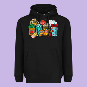 School Bus Driver Coffee Cups Heavyweight Hoodie Designed By Nancycooperartshop