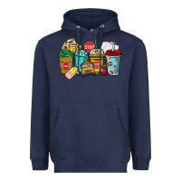 Navy school bus driver coffee cups Heavyweight Hoodie - NancyCooperArtShop