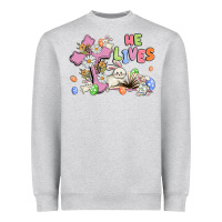 Heather Grey he lives with bunnys and eggs Heavyweight Sweatshirt - MaliasSmallBusiness