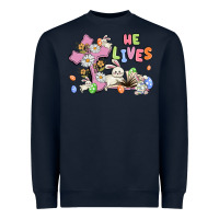 Navy he lives with bunnys and eggs Heavyweight Sweatshirt - MaliasSmallBusiness
