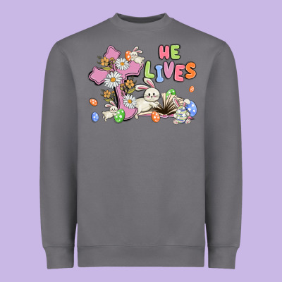 He Lives With Bunnys And Eggs Heavyweight Sweatshirt Designed By Maliassmallbusiness