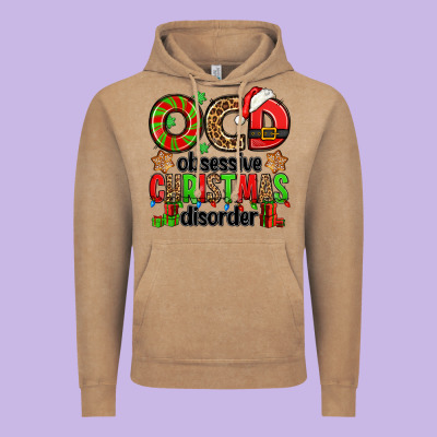 Ocd Obsessive Christmas Disorder Vintage Hoodie Designed By Jasminsmagicworld