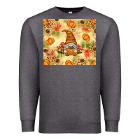 Charcoal Heather Fall Pumpkins and Gnome with Leopard Premium Sweatshirt - texasbilliewilder