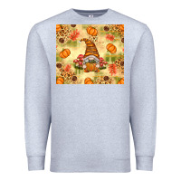 Heather Grey Fall Pumpkins and Gnome with Leopard Premium Sweatshirt - texasbilliewilder