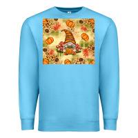 Ocean Blue Fall Pumpkins and Gnome with Leopard Premium Sweatshirt - texasbilliewilder
