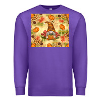 Purple Fall Pumpkins and Gnome with Leopard Premium Sweatshirt - texasbilliewilder