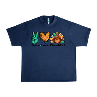 Navy peace love thankful turkey Urban Heavy Tee - Jasminsmagicworld