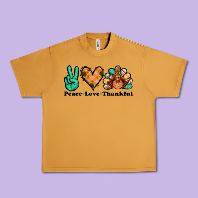 Peace Love Thankful Turkey Urban Heavy Tee Designed By Jasminsmagicworld
