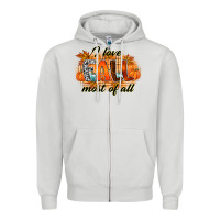 Dove Grey i love fall most of all Zipper Hoodie - RacoonDesign