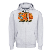 Heather Grey i love fall most of all Zipper Hoodie - RacoonDesign