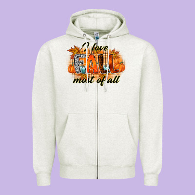 I Love Fall Most Of All Zipper Hoodie Designed By Racoondesign