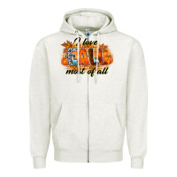 Oatmeal Heather i love fall most of all Zipper Hoodie - RacoonDesign
