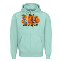Seafoam i love fall most of all Zipper Hoodie - RacoonDesign
