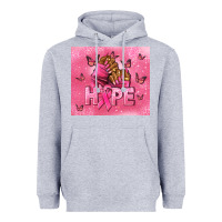Heather Grey hope cancer nails Heavyweight Hoodie - NancyCooperArtShop