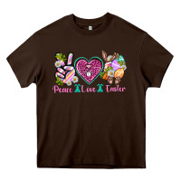 Chocolate Brown Peace Love Easter Heavy Core Tee - Neo Western