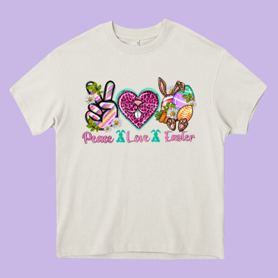 Peace Love Easter Heavy Core Tee Designed By Neo Western