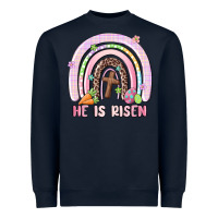 Navy he is risen easter rainbow Heavyweight Sweatshirt - MaliasSmallBusiness