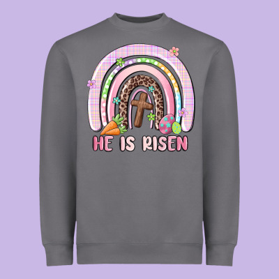 He Is Risen Easter Rainbow Heavyweight Sweatshirt Designed By Maliassmallbusiness
