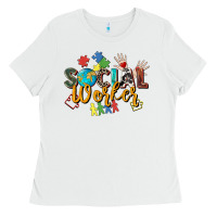 White social worker Ladies Tee - Zillion Design Studio