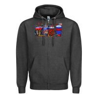 Charcoal Heather labor day drink Zipper Hoodie - RacoonDesign