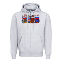 Heather Grey labor day drink Zipper Hoodie - RacoonDesign