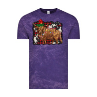Cloud Purple christmas highland cow Vintage Tee - BarkalooDesign