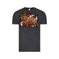 Vintage Black christmas highland cow Vintage Tee - BarkalooDesign